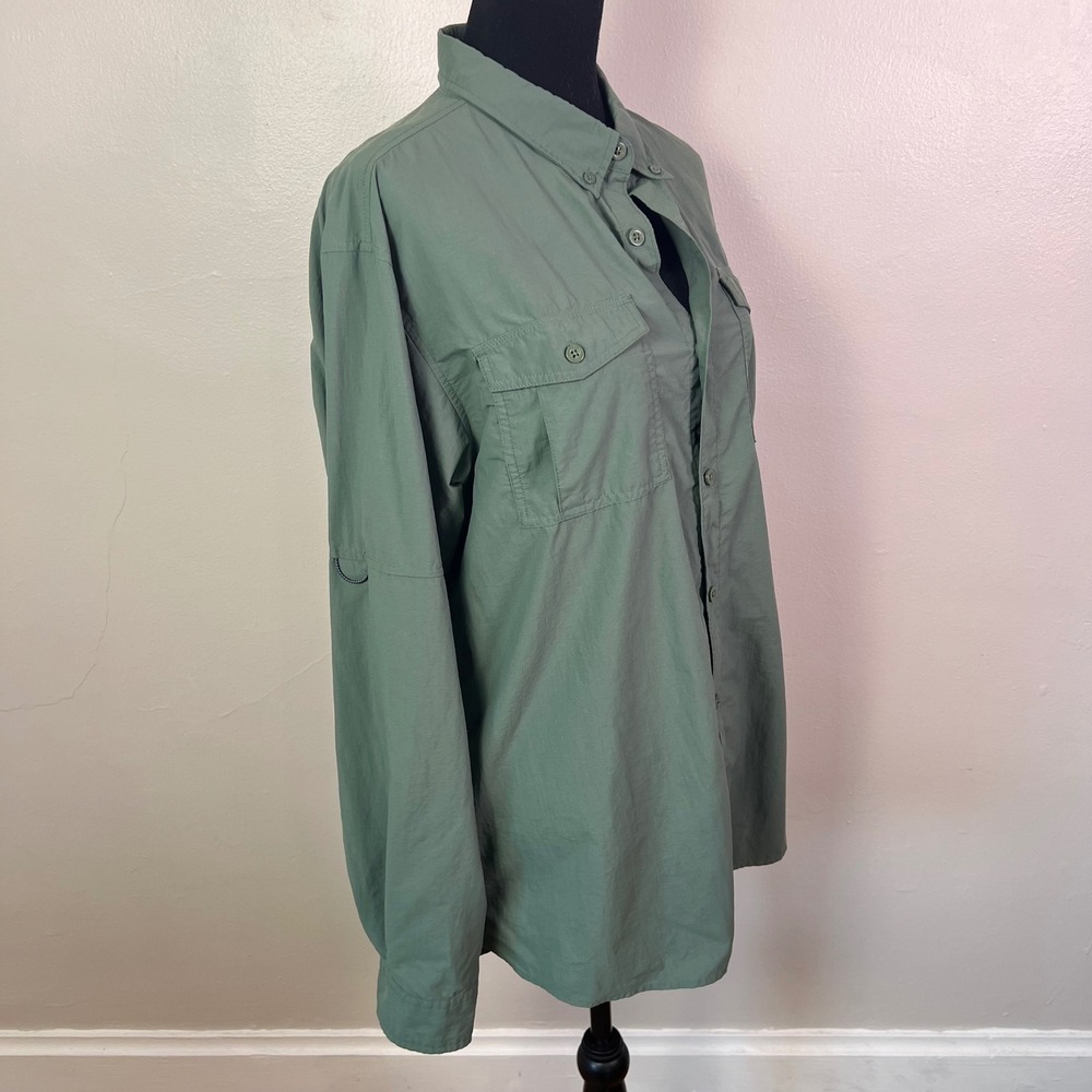 Columbia PFG Fishing Shirt Large Sage Green Omni-Shade Hiking Utility Gorpcore - Picture 6 of 12